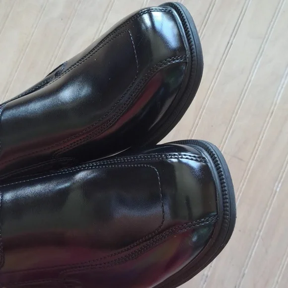 Nunn Bush Kore Bleeker Street Bike Toe Slip On Black Leather Comfort Dress Shoes